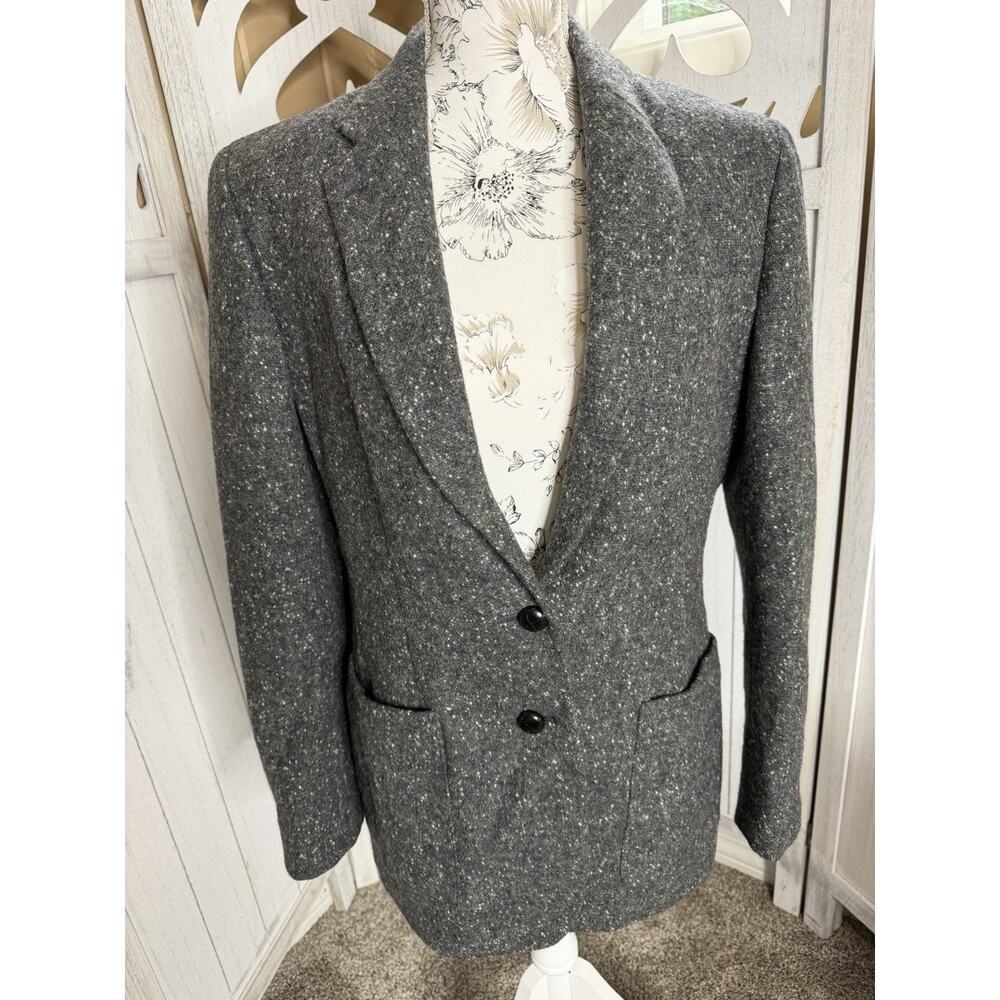Vintage Lauren Ralph Lauren Wool Blazer Equestrian Black Gray Classic Size 8